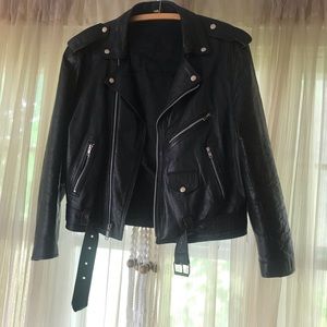 Oversized Leather Moto Jacket